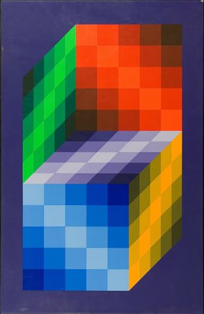 Victor Vasarely (1906-1997) Gestalt simp, 1968-1971 Acrilico su tavola cm...