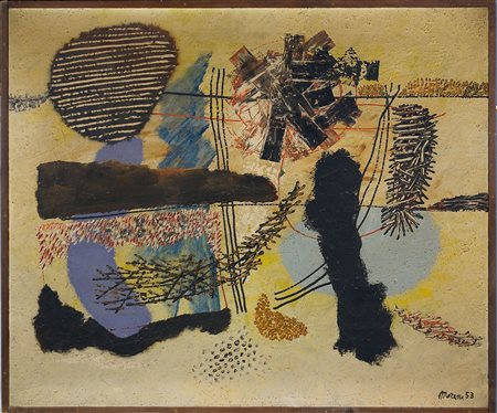 Mattia Moreni (1920-1999) Senza titolo (La Bonarella), 1953 Olio su tela cm...