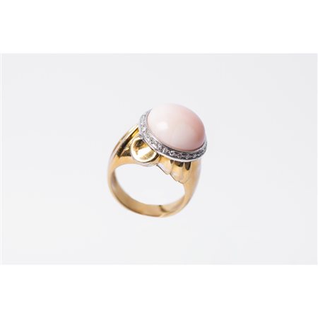 ANELLO in oro bianco e giallo 18 KT con diamanti