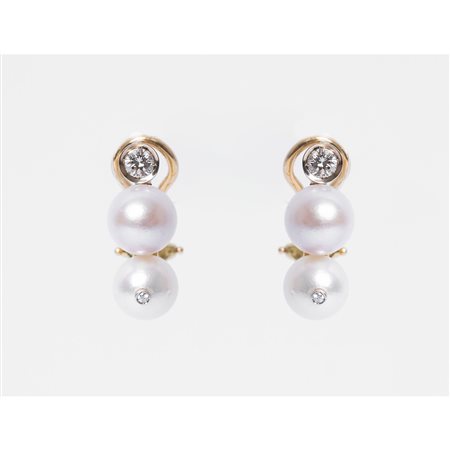 ORECCHINI in oro giallo e bianco 18 KT con brillanti