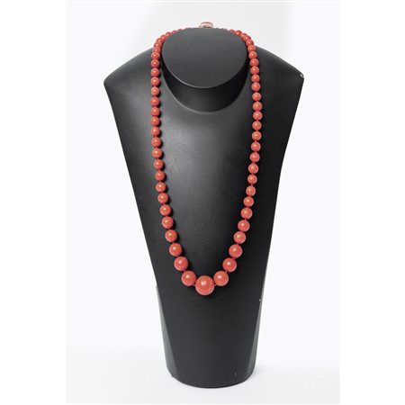 MAN. TRAPANESE XX SEC, Collana sfere corallo e susta oro 18 KT