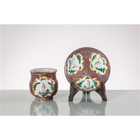 MANIFATTURA DI ALBISSOLA XVIII SEC., Tazza con piccolo piatto