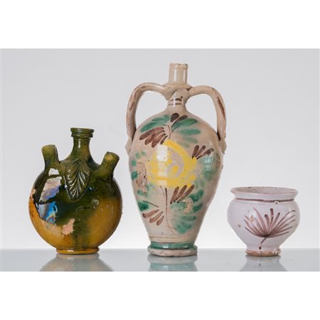 MAN. SICILIANA XIX E XX SEC., Fiasca, piccolo vaso e bummolo