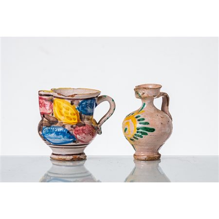 MANIFATTURA SICILIANA XIX SECOLO, Piccola cannata e oliera