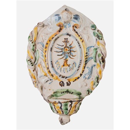 MANIFATTURA DI CALTAGIRONE DEL XIX SECOLO, Acquasantiera