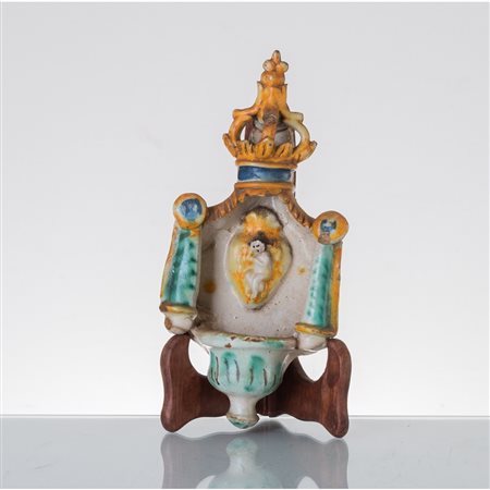 MANIFATTURA DI CALTAGIRONE DEL XIX SECOLO, Acquasantiera