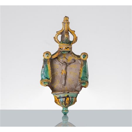 MANIFATTURA DI CALTAGIRONE DEL XIX SECOLO, Acquasantiera