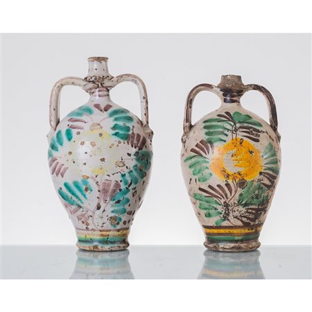 MANIFATTURA SICILIANA DEL XIX SECOLO, Due fiasche