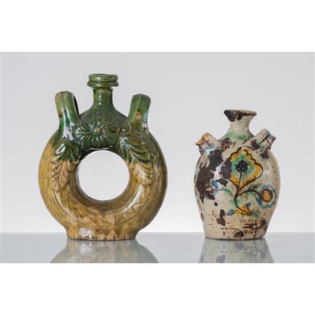 MANIFATTURA SICILIANA DEL XIX SECOLO, Due fiasche