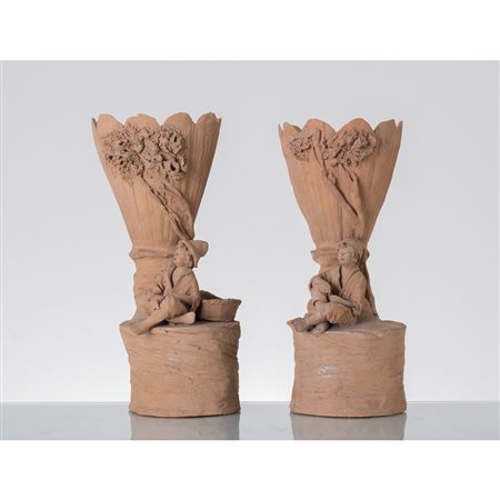 MANIFATTURA SICILIANA DEI PRIMI DEL '900, Coppia portafiori