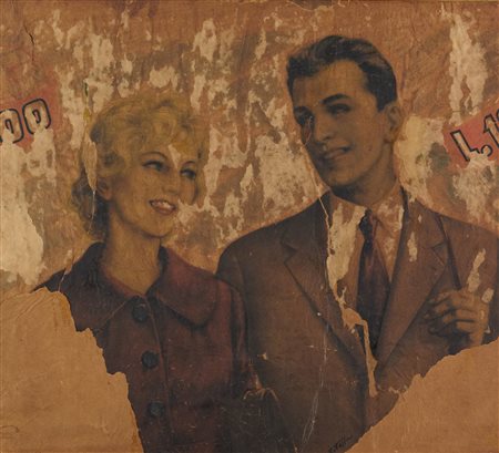 Mimmo Rotella (Catanzaro, 1918 - Milano, 2006) I fidanzati 1962 Decollage su...