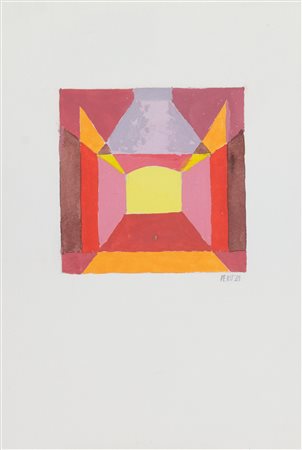 Osvaldo Peruzzi (Milano, 1907 - 2004) Fornace di vetreria 1989 Tempera su...