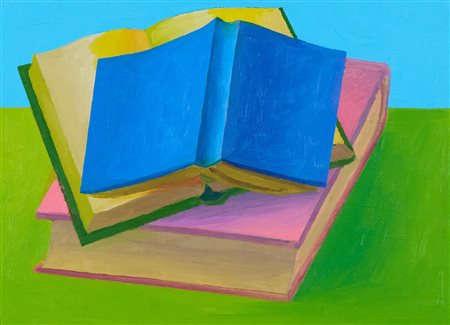 Salvo (Leonforte (En), 1947 - Torino, 2015) Tre libri Olio su tela cm. 25x35...