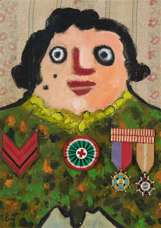 Enrico Baj (Milano, 1924 - 2003) Generale 1968 Acrilico, passamaneria e...