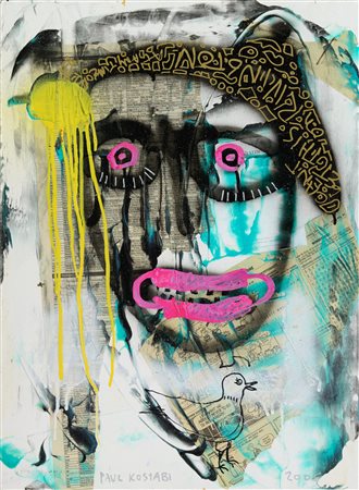 Paul Kostabi (Whittier, 1962) Birdy go bye bye 2005 Olio su tela cm. 61x46...