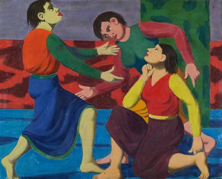 Pompeo Borra (Milano, 1896 - Milano, 1973) Figure 1950 Olio su tela cm....