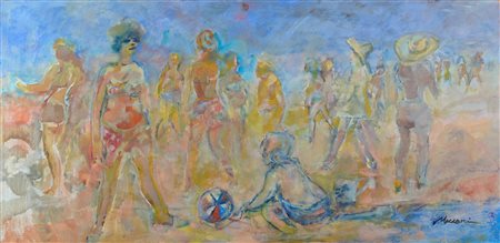 Mino Maccari (Siena, 1898 - Roma, 1989) L'estate 1951 Olio su faesite cm....