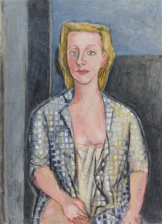 Orfeo Tamburi (Jesi (An), 1910 - Parigi, 1994) René in vestaglia Olio su tela...