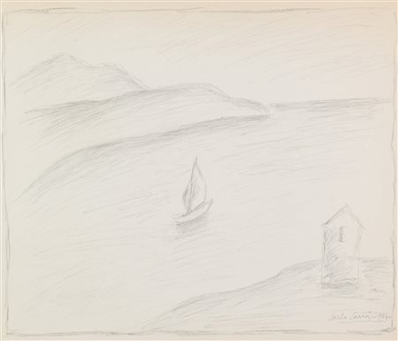 Carlo Carrà (Quargnento (Al), 1881 - Milano, 1966) Marina 1964 Matita su...