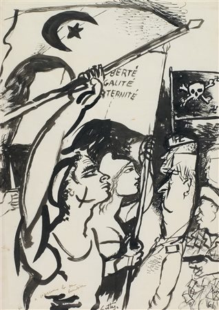 Renato Guttuso (Bagheria (Pa), 1912 - Roma, 1987) A ciascuno la sua bandiera...