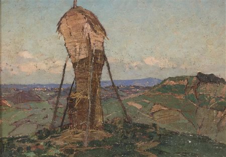 Giovanni Lomi (Livorno, 1889 - Livorno, 1969) Campagna Toscana 1932 Olio su...