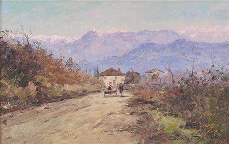 Ferruccio Rontini (Firenze, 1893 - Livorno, 1964) Strada del mugello Olio su...