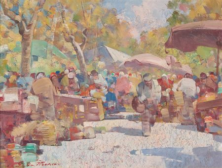 Giulio Da Vicchio (Vicchio di Mugello, 1925 - Livorno, 2004) Mercato in paese...