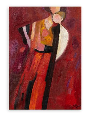 TRENTO LONGARETTI (1916-2017) - Madre su fondi viola, 1976