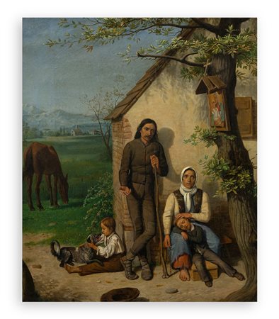 GIOVANNI PAGLIARINI (1809-1878) - Senza Titolo (Riposo familiare), 1861