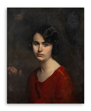 AMBROGIO ALCIATI (1878-1929) - Ritratto di giovane donna della famiglia Ricordi, 1928