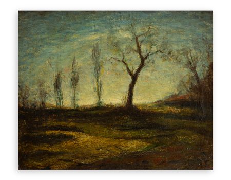 AUTORE INDECIFRATO - Senza Titolo (Alberi al tramonto)