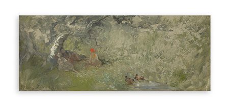 POMPEO MARIANI (1857-1927) - Posa delle anitre Zelata, 1898