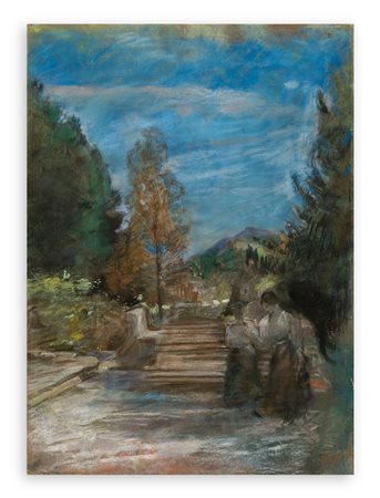 EMILIO GOLA (1851-1923) - Giardino della Villa del pittore a Olgiate