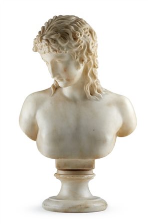 Scultore del secolo XIX. Eros di Centocelle, scultura in alabastro, su base tor