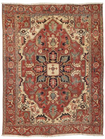 Tappeto Heritz, Persia, fine secolo XIX. Decoro con medaglione quadrato a fondo