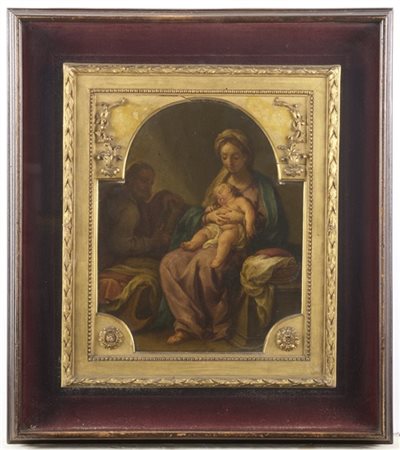 Francesco Trevisani "La Sacra Famiglia"
olio su rame sagomato (cm 29,5x24)
al re