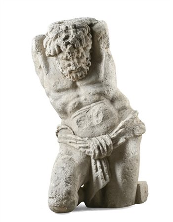 Scultore del secolo XVI-XVII
Telamone statuario in pietra arenaria (pietra di V