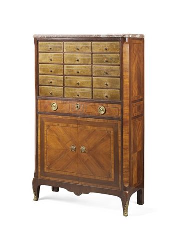 Cartonnier lastronato in bois de rose e bois de violette e filettato in legno c