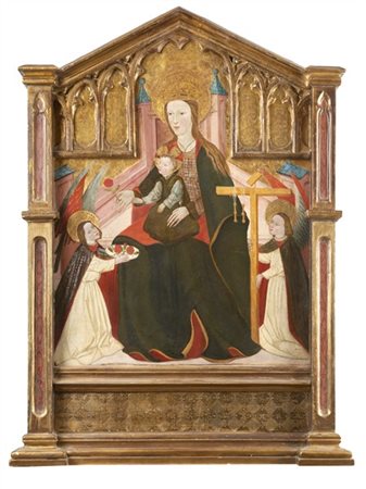 Jaume Huguet (attr.)

"Vergine in trono con Bambino e angeli"
tempera e oro su t