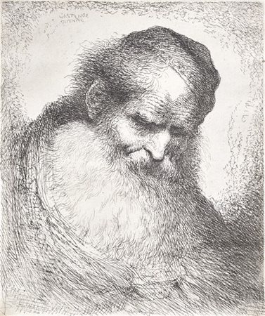 Giovanni Benedetto Castiglione Coppia di acqueforti intitolate "Vecchio con gran