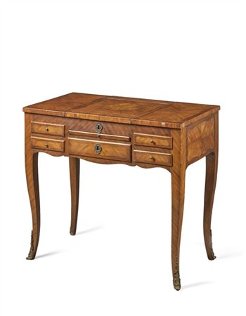 Toilette da centro lastronata in bois de rose e bois de violette e filettata in