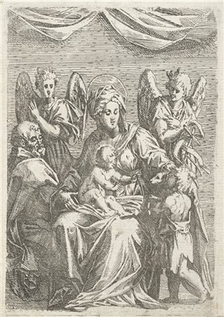 Jacques Callot "La Santa Famiglia con due angeli"
acquaforte, II/II (mm 166x133)