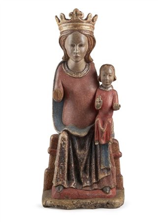 Scultore spagnolo del secolo XVII
"Madonna in trono con Bambino Salvator Mundi"