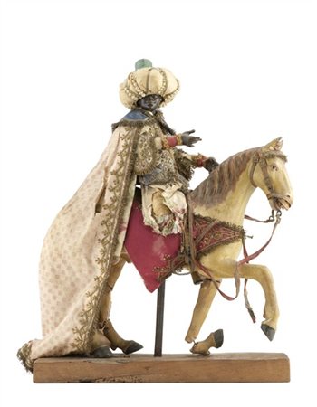 Arte napoletana del secolo XVIII-XIX. Figura da presepe di Baldassarre a cavall