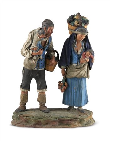 Bottega dei Bongiovanni Vaccaro, Caltagirone, secolo XIX. "Famiglia", gruppo sc