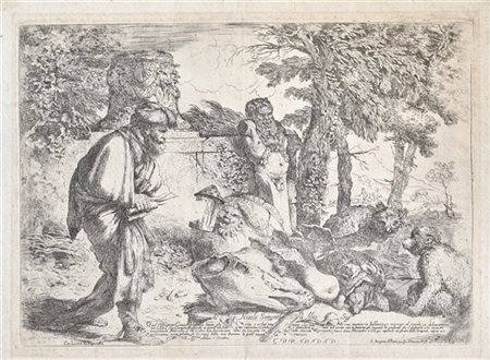 Giovanni Benedetto Castiglione "Diogene cerca l'uomo onesto"
acquaforte (mm 245x