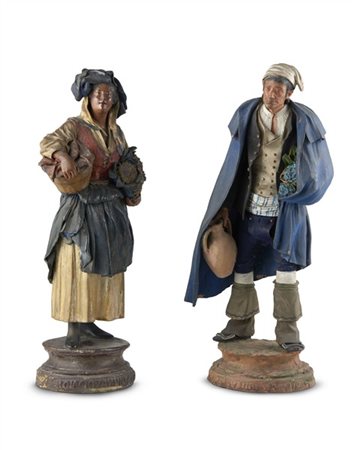 Giuseppe Vaccaro e Giacomo Bongiovanni, secolo XIX. "Fruttivendoli", due scultu