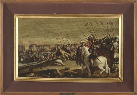 Maestro del secolo XVII

"Scena di battaglia con castello sullo sfondo"
olio su