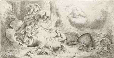 Giovanni Benedetto Castiglione "Natività con Dio padre e angeli"
acquaforte (mm