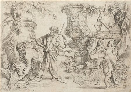 Giovanni Benedetto Castiglione "Temporalis Aeternitas" 1655
acquaforte (mm 182x2